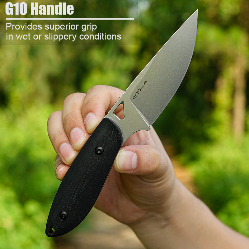 Nóż ze stali DC53 z rękojeścią – Hunting Camp Outdoor Kitchen recenzja i cena